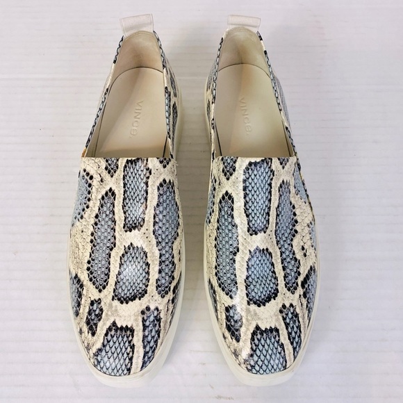 Vince Saxon Embossed Snakeskin Slip On Sneakers Size 8 - Picture 3 of 7